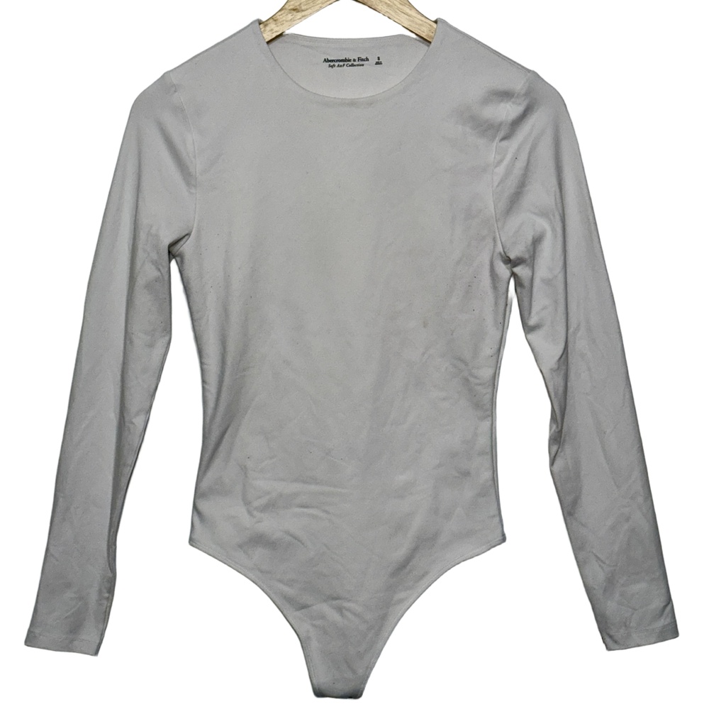 Abercrombie & Fitch Soft A&F White Crew Neck Long Sleeve Bodysuit Size Small S